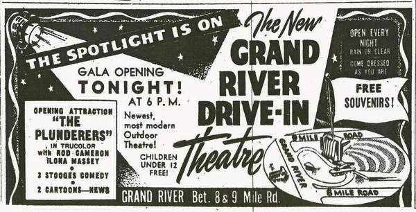 Grand River Drive-In Theatre - Grand River Grand Opening Ad 4-15-49 From Michigandriveins